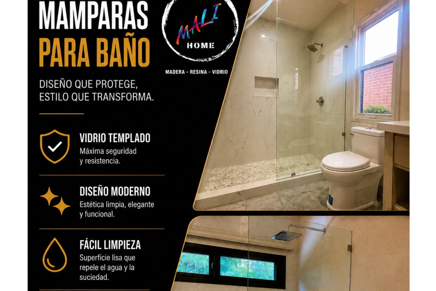 MAMPARA DE VIDRIO TEMPLADO