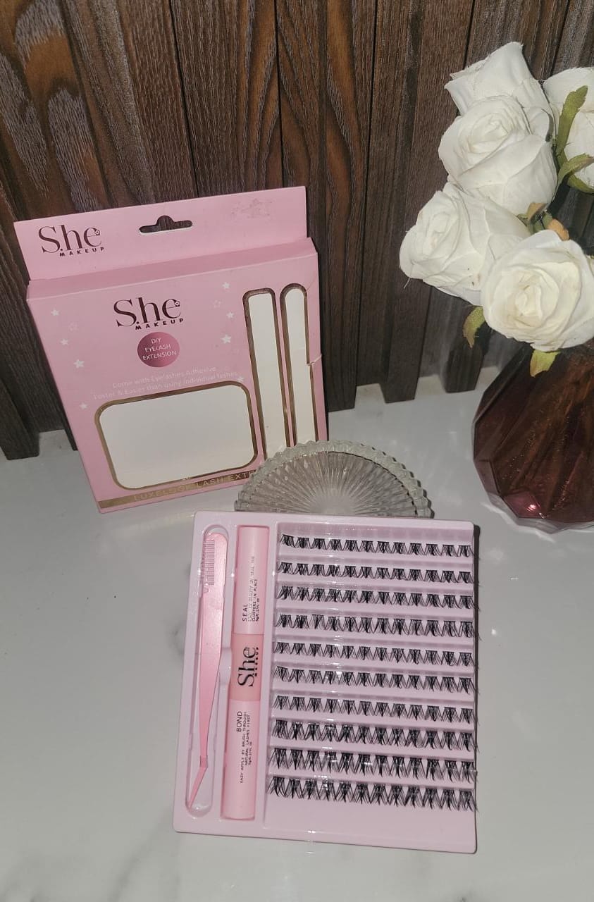 Set de extensiones de pestañas, fijador, aplicador y sellador