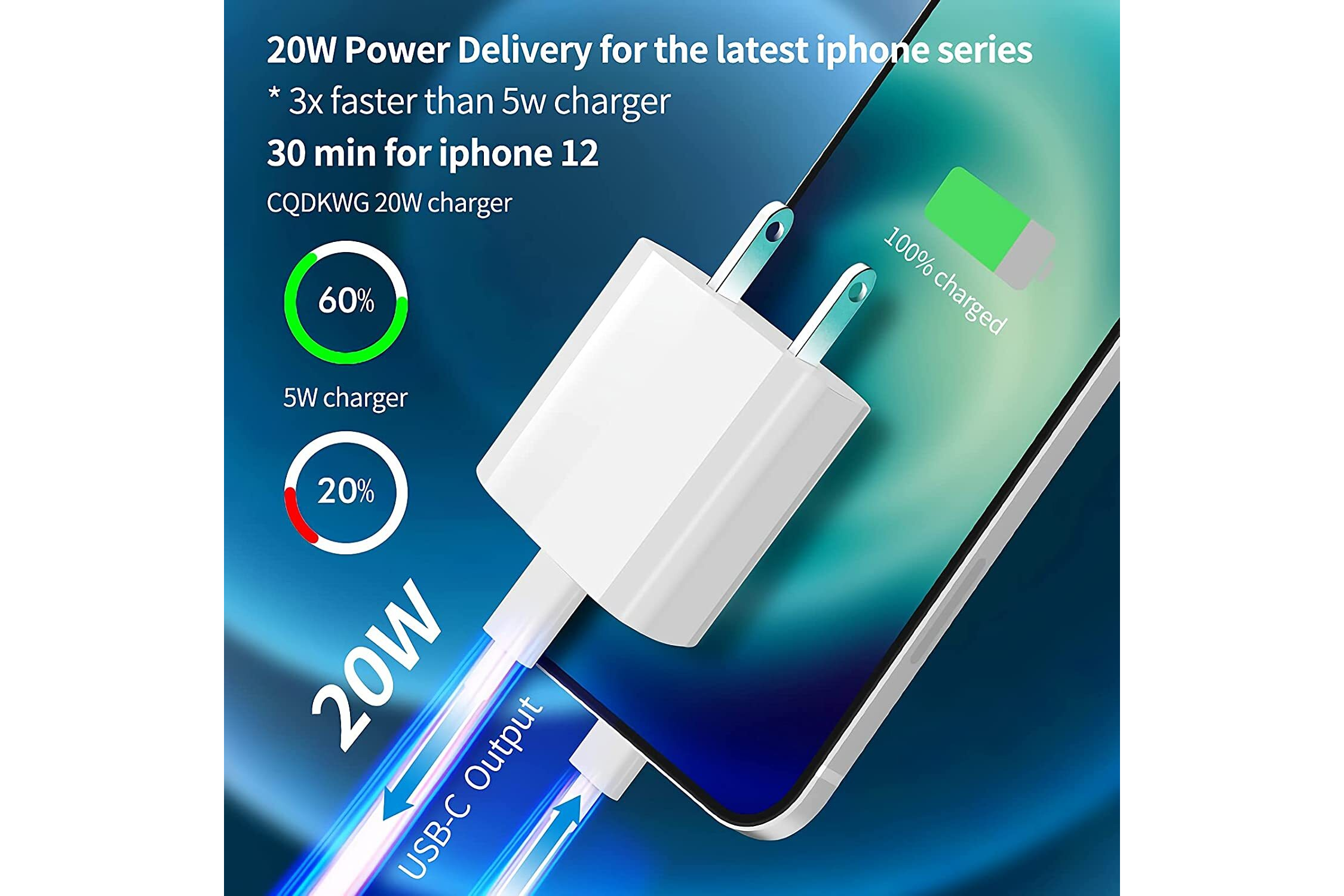 cargador para iphone de 20w 
